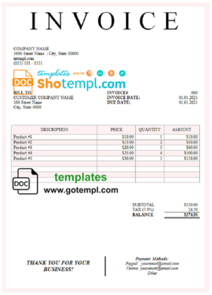 editable template, # charge offer universal multipurpose tax invoice template in Word and PDF format, fully editable