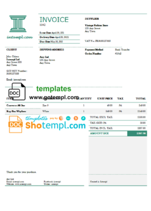 editable template, # fine discount universal multipurpose tax invoice template in Word and PDF format, fully editable