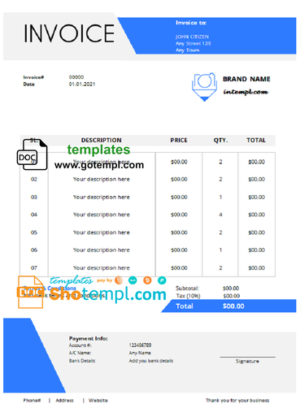 editable template, # post advisor universal multipurpose professional invoice template in Word and PDF format, fully editable
