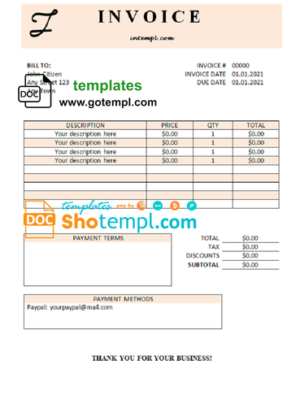 editable template, # swift supply universal multipurpose professional invoice template in Word and PDF format, fully editable