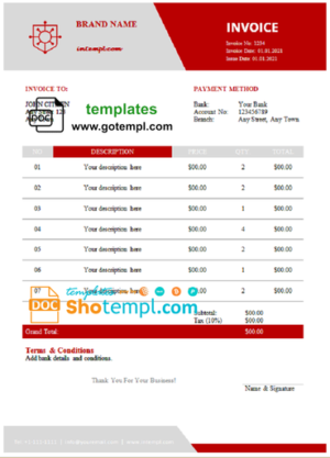 editable template, # spire venture universal multipurpose good-looking invoice template in Word and PDF format, fully editable