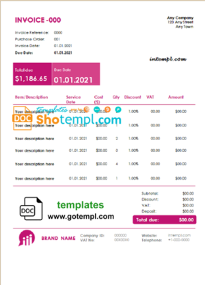 editable template, # protect eagle universal multipurpose tax invoice template in Word and PDF format, fully editable