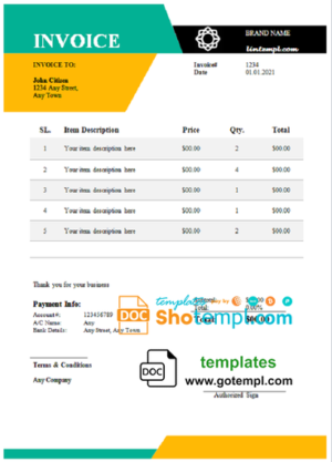 editable template, # balance vita universal multipurpose good-looking invoice template in Word and PDF format, fully editable