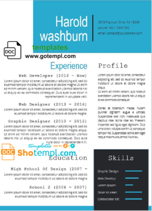 editable template, Professional and modern CV template in WORD format.