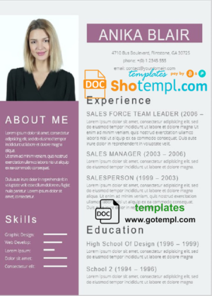 editable template, Professional Resume Template in WORD format 2