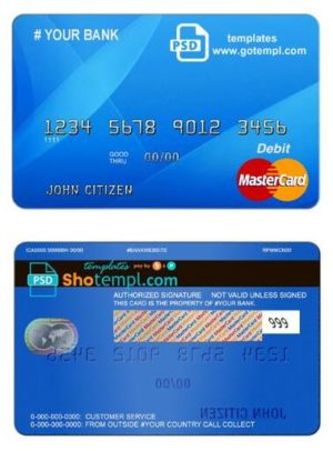 editable template, # blue decade universal multipurpose bank card template in PSD format, fully editable