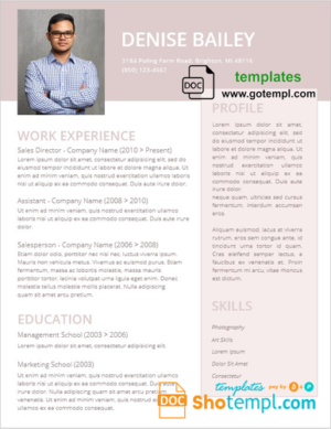 editable template, Modern and Creative Resume template in WORD format