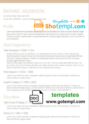 editable template, Professional and Modern Resume Template in WORD format
