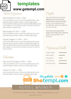 editable template, Your modern CV Template in WORD format