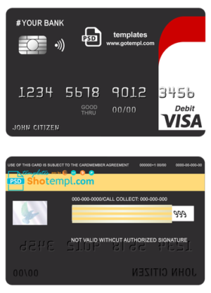 editable template, # blackistic universal multipurpose bank visa credit card template in PSD format, fully editable