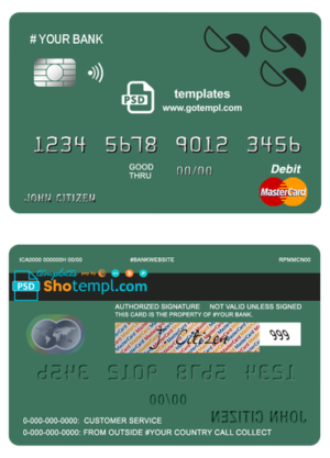 editable template, # creations line universal multipurpose bank mastercard debit credit card template in PSD format, fully editable
