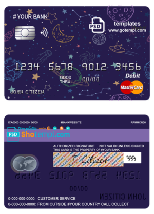 editable template, # creative space universal multipurpose bank mastercard debit credit card template in PSD format, fully editable