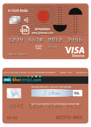 editable template, # culture abstract universal multipurpose bank visa electron credit card template in PSD format, fully editable