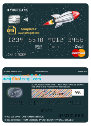 editable template, # direct rocket universal multipurpose bank mastercard debit credit card template in PSD format, fully editable