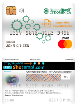 editable template, Dominica National Bank of Dominica mastercard debit card template in PSD format, fully editable
