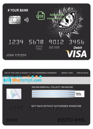 editable template, # dragonella universal multipurpose bank visa credit card template in PSD format, fully editable