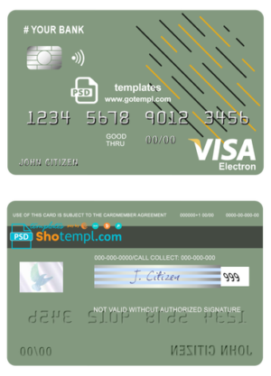 editable template, # energy line universal multipurpose bank visa credit card template in PSD format, fully editable