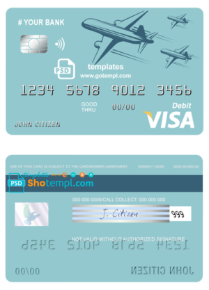 editable template, # finesse ship universal multipurpose bank visa credit card template in PSD format, fully editable
