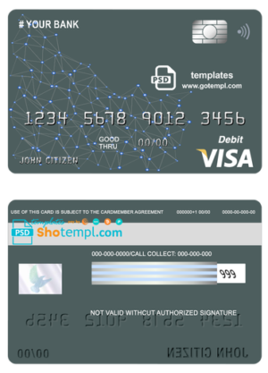 editable template, # geometrex universal multipurpose bank visa credit card template in PSD format, fully editable