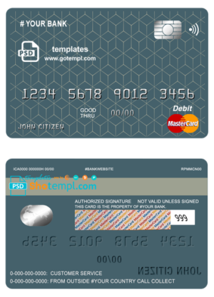 editable template, # geometric simple universal multipurpose bank mastercard debit credit card template in PSD format, fully editable
