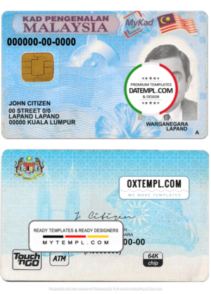 editable template, Malaysia ID template in PSD format, fully editable