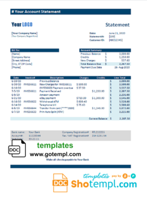 editable template, #universal bank multipurpose statement template in Word format