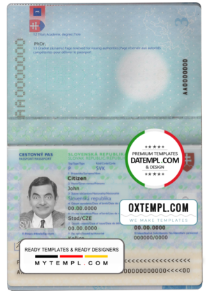 editable template, Slovakia passport template in PSD format, fully editable