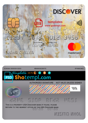 editable template, USA Discover bank mastercard fully editable template in PSD format