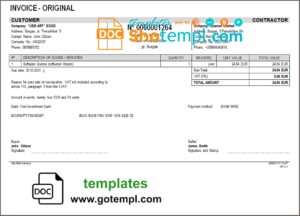 editable template, Bulgary UEB ART EOOD Company invoice template in Word and PDF format, fully editable