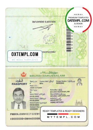 editable template, Brunei passport template in PSD format, fully editable