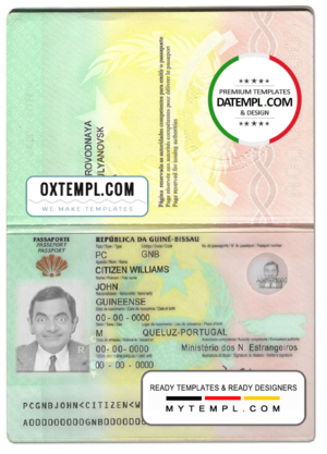 editable template, Guinea-Bissau passport template in PSD format, fully editable