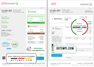 editable template, UAE Dubai Electricity & Water Authority utility bill template in Word format (4 pages)
