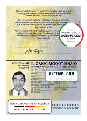 editable template, Ilia passport template in PSD format, with fonts
