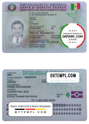 editable template, Senegal ID template in PSD format, fully editable