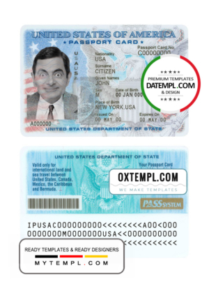 editable template, USA passport ID card template in PSD format, fully editable
