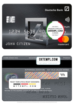 editable template, Mexico Deutsche bank mastercard platinum, fully editable template in PSD format