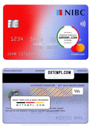 editable template, Netherlands NIBC bank mastercard, fully editable template in PSD format