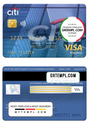editable template, Peru Citibank mastercard, fully editable template in PSD format