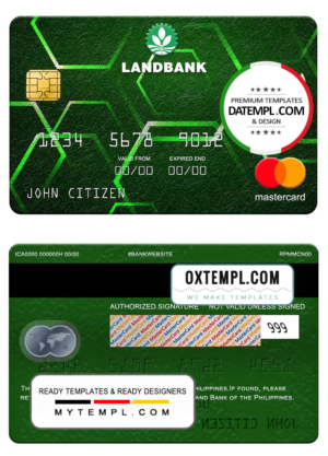 editable template, Philippines Land bank mastercard, fully editable template in PSD format