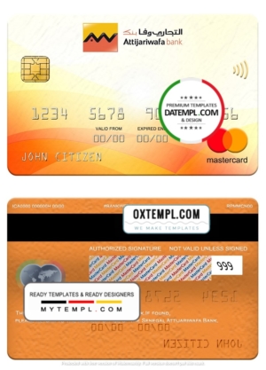 editable template, Senegal Attijariwafa Bank mastercard, fully editable template in PSD format