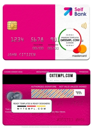 editable template, Spain Self Bank mastercard, fully editable template in PSD format