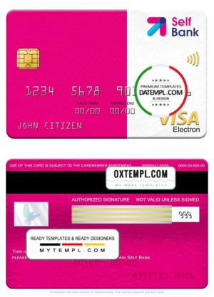 editable template, Spain Self Bank visa electron card, fully editable template in PSD format
