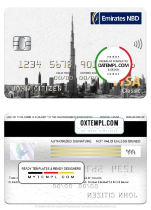 editable template, UAE Dubai Emirates NBD bank mastercard, fully editable template in PSD format