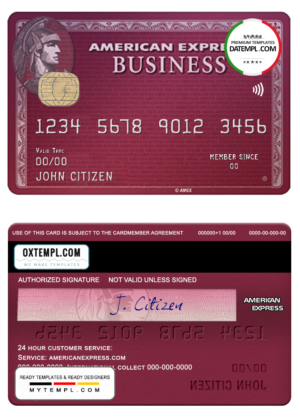 editable template, USA BB&T Corp. bank AMEX business plum card template in PSD format, fully editable