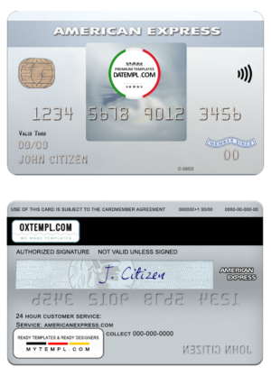 editable template, USA Bank of New York Mellon AMEX everyday card template in PSD format, fully editable