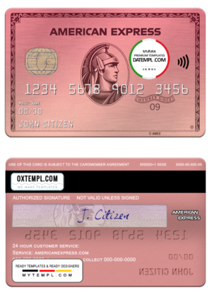 editable template, USA Capital One bank AMEX rose gold card template in PSD format, fully editable