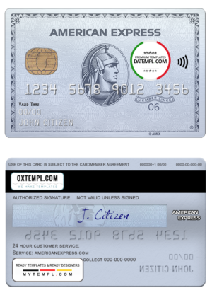 editable template, USA Chase bank amex platinum card.watermarks