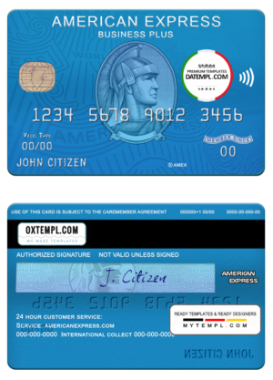 editable template, USA Citizens bank amex blue business plus card template in PSD format, fully editable