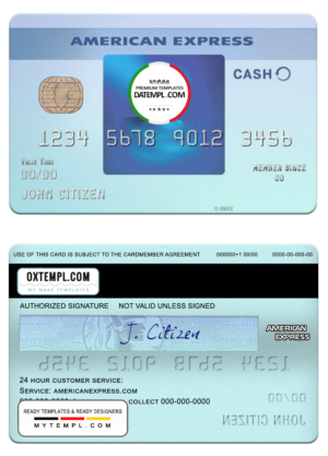 editable template, USA California BlueVine bank Blue Cash Everyday® card from Amex template in PSD format, fully editable