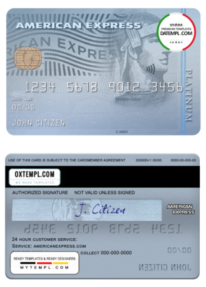 editable template, USA Carrington Mortgage Services bank AMEX platinum card template in PSD format, fully editable